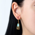 Amazonite Gemstone Earrings - Sterling Silver and Gold Plated - Image 2