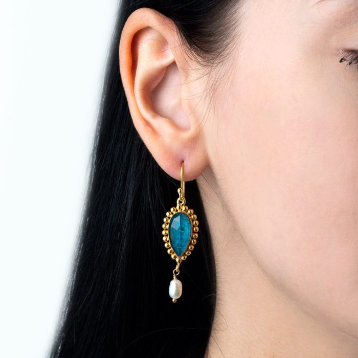 Teardrop Apatite Earrings - 925 Sterling Silver - Image 2