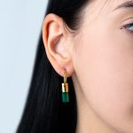 Lapis Lazuli Hoop Earrings - 925 Sterling Silver and Gold Plated - Image 2