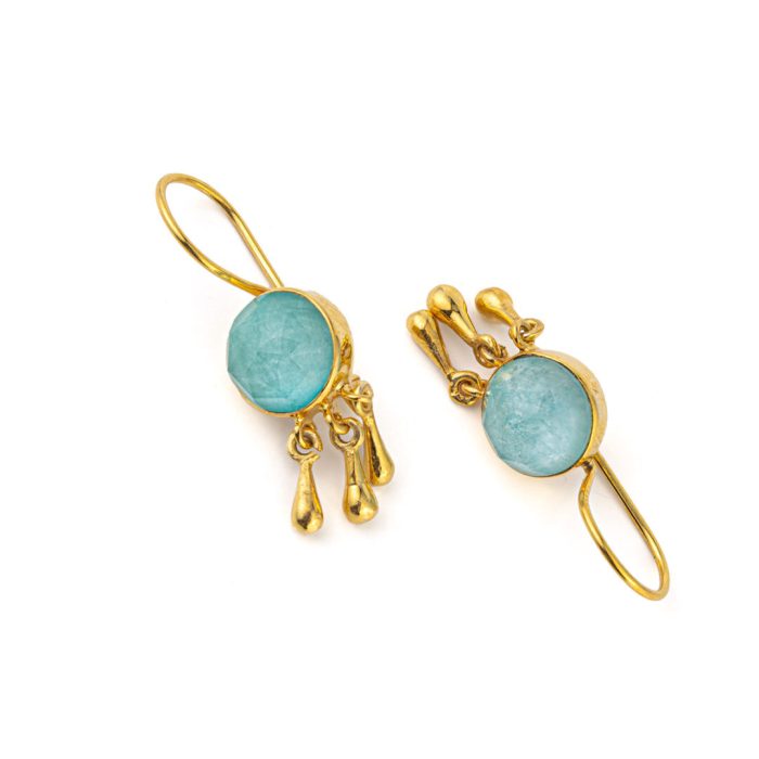 Amazonite Dangle Earrings - 925 Sterling Silver and Gold Plated - Image 1