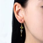 Peridot Crystal Earrings - Sterling Silver and Gold Plated - Image 2