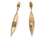 Σκουλαρίκια με Blue Topaz και Τουρμαλίνη – Ασήμι 925 επιχρυσωμένα