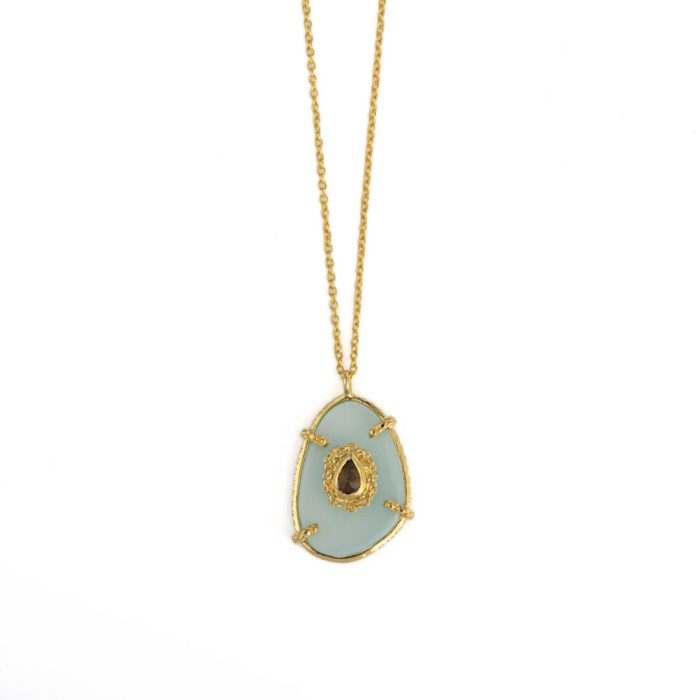 Κολιέ Aqua Chalcedony - Επιχρυσωμένο Ασήμι 925 - Image 1