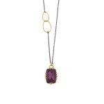 Κολιέ Doublet Ruby με Οξειδωμένη Αλυσίδα