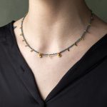 925 Sterling Silver and Gold Plated Necklace with Apatite Beads - Image 2