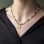 925 Sterling Silver and Gold Plated Necklace with Lapis Lazuli, Labradorite and Moonstone - Image 2