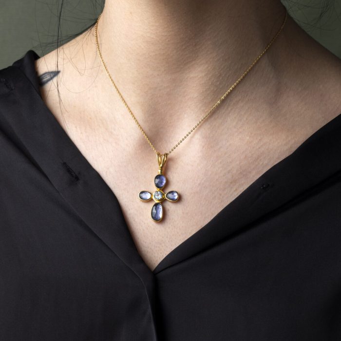 925 Sterling Silver and Gold Plated - Tanzanite Necklace - Image 2