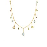 Κολιέ Blue Topaz και Tourmaline – Επιχρυσωμένο Ασήμι 925