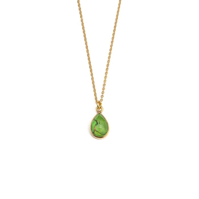 Κολιέ Σταγόνα με Green Copper – Επιχρυσωμένο Ασήμι 925 - Image 1
