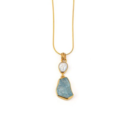 Blue topaz and Pearl Necklace