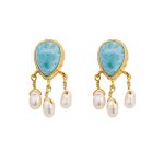 Larimar Chandelier Pearl Earrings