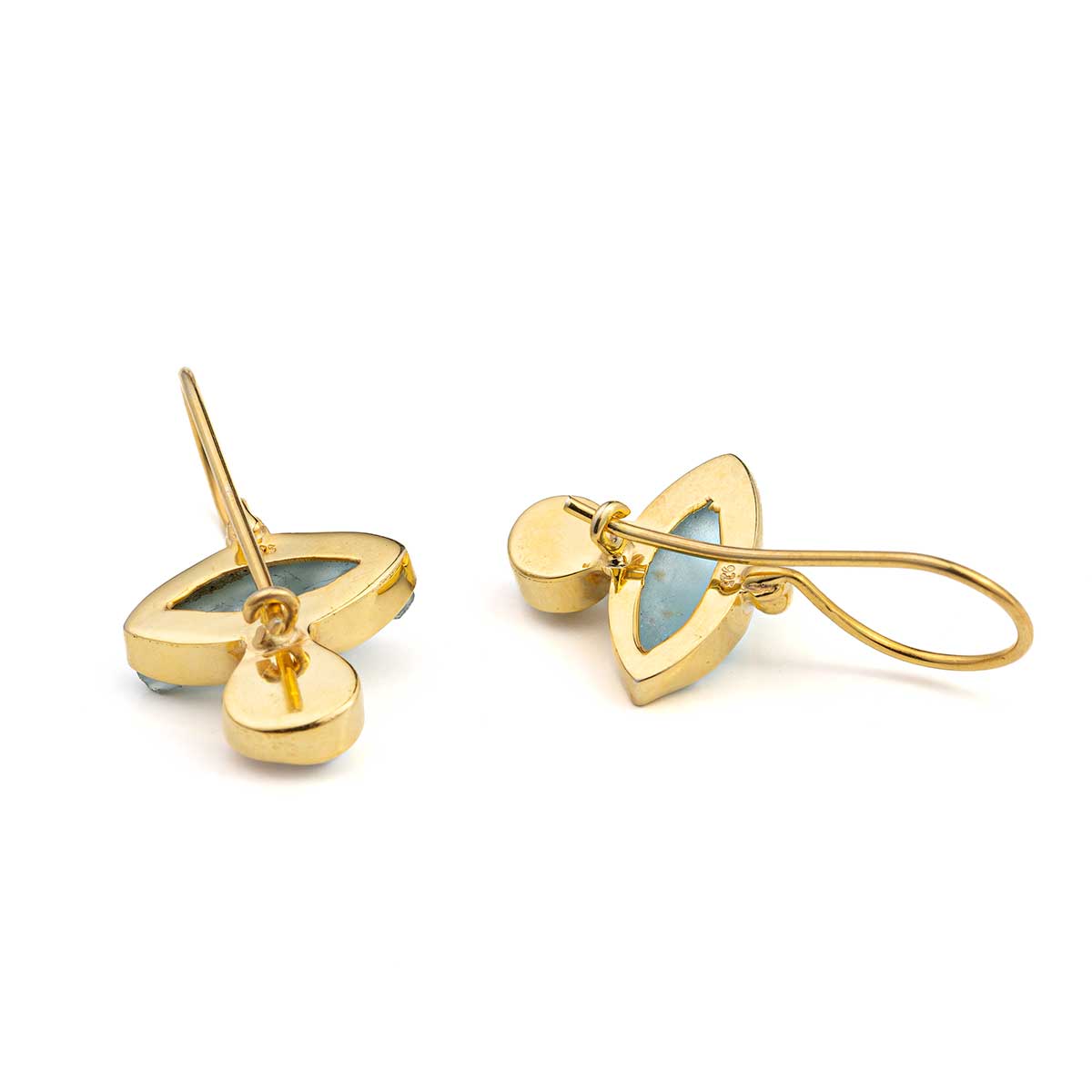 EI-SK-06780029-SK5065c Σκουλαρίκια Aquamarine Pearl - Επιχρυσωμένο Ασήμι 925 - Image 3