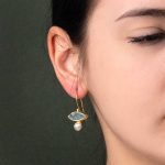 Σκουλαρίκια Aquamarine Pearl - Επιχρυσωμένο Ασήμι 925 - Image 2