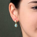 Larimar Drop Pearl Earrings - Image 2
