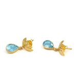 Blue Topaz Tulip Earrings - Image 3