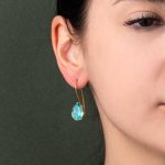 Σκουλαρίκια Σταγόνα Blue Quartz - Επιχρυσωμένο Ασήμι 925 - Image 2