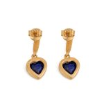 Lapis Heart Earrings - 925 Sterling Silver and Gold Plated - Image 3