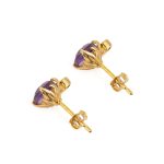 Καρφωτά Σκουλαρίκια με Αμέθυστο και Ζιργκόν - Επιχρυσωμένο Ασήμι 925 - Image 2