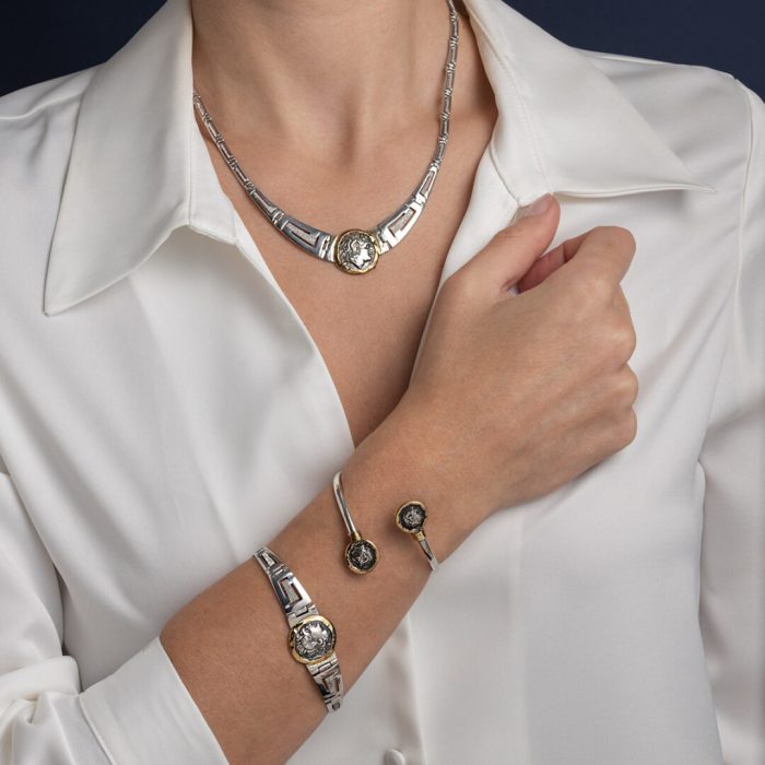 Βραχιόλι Bangle Μέγας Αλέξανδρος - Ασήμι 925 και Χρυσό 14Κ - Image 2