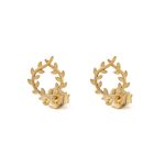 Olive Wreath Earrings – 14K Solid Yellow Gold - Image 4