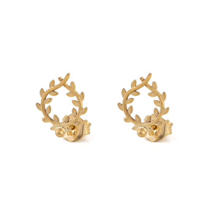 Olive Wreath Earrings – 14K Solid Yellow Gold - Image 4