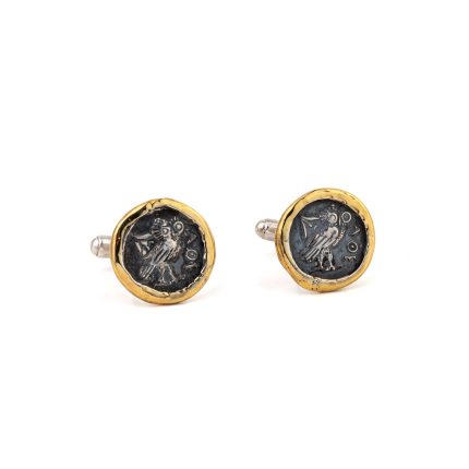 Wisdom Owl Cufflinks - 14K gold and Sterling Silver