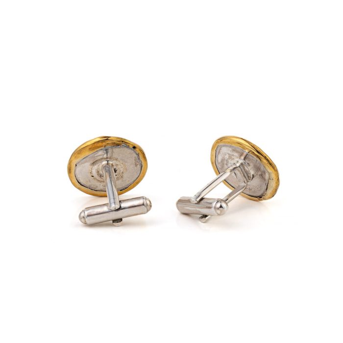 Helios Sun God Coin Cufflinks - 14K gold and Sterling Silver - Image 2