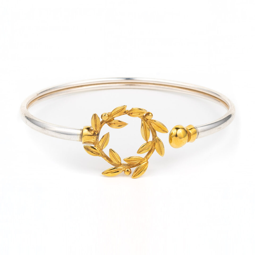 FR-B-1095 Gold Plated Olive Wreath Bracelet - Image 1