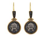 Anthemion Dangle Earrings - 925 Sterling Silver and Gold Plated