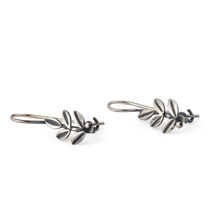 Leaf Stud Earrings – Sterling Silver - Image 1