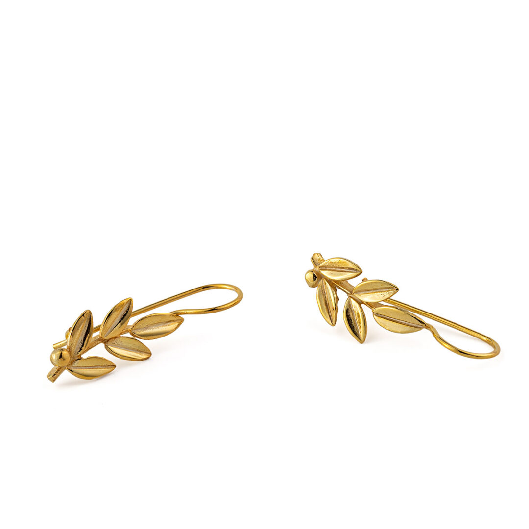 FR-E-02682006 Leaf Stud Earrings – Sterling Silver and Gold Plated - Image 1