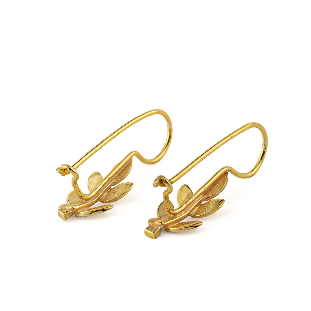 FR-E-02682006b Leaf Stud Earrings – Sterling Silver and Gold Plated - Image 3