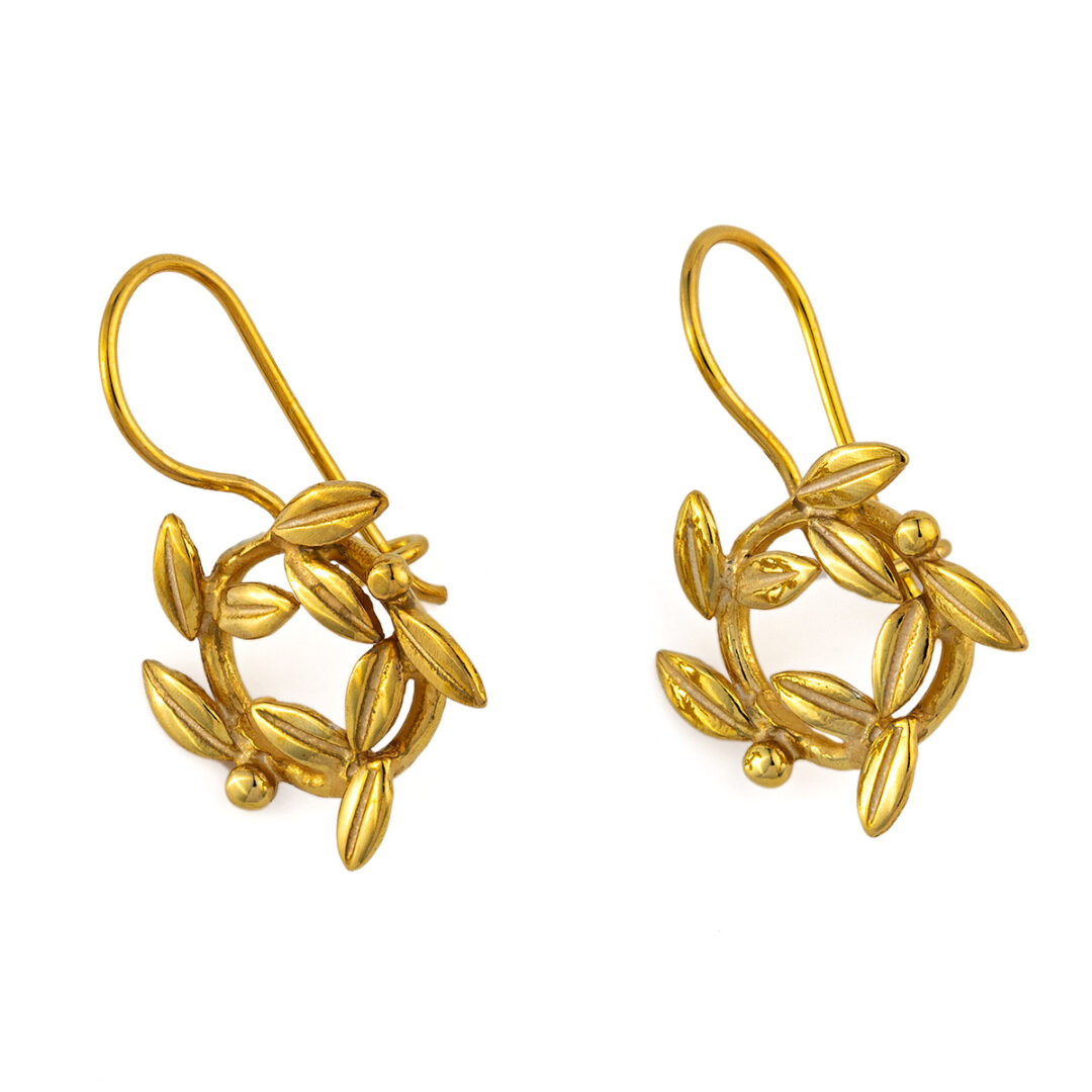 FR-E-02696008 Olive Wreath Earrings – Sterling Silver and Gold Plated - Image 1