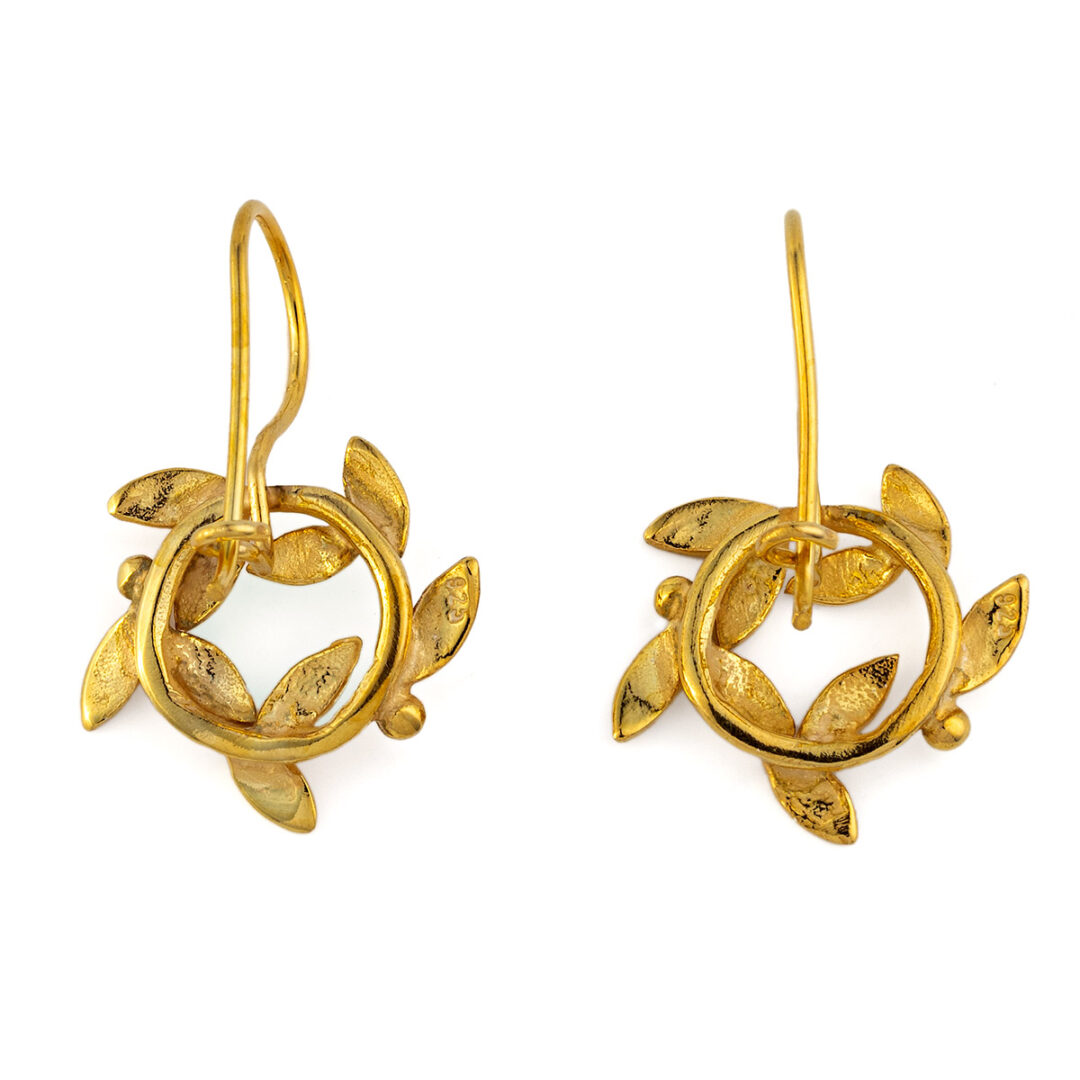 FR-E-02696008b Olive Wreath Earrings – Sterling Silver and Gold Plated - Image 2