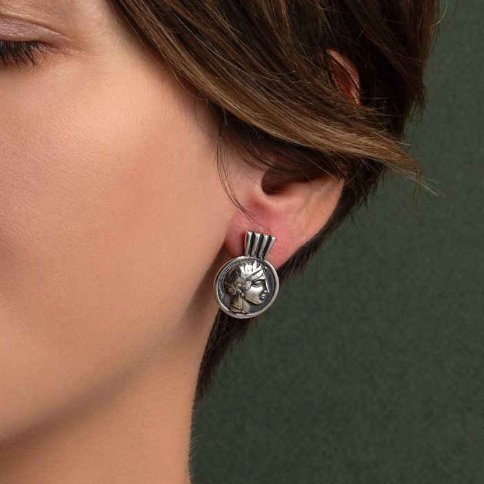 Goddess Athena - Ancient Greek Silver Coin Earrings - Image 2