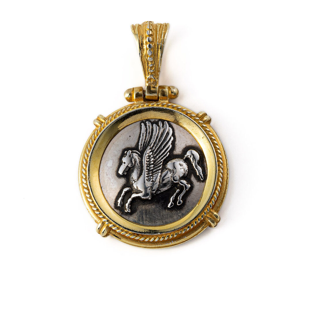 FR-P-01761016_2 Pegasus Winged Horse Pendant - 925 Sterling Silver Gold Plated - Image 1