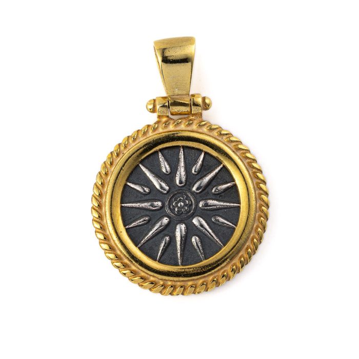 Vergina Star Pendant - 925 Sterling Silver and Gold Plated - Image 1