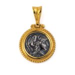 Goddess Athena Pendant - 925 Sterling Silver Gold Plated