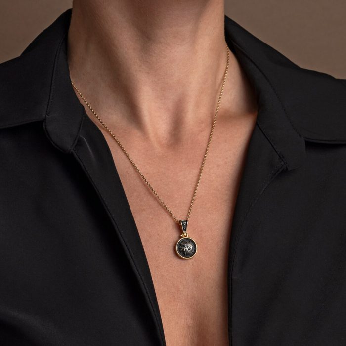 Goddess Athena Drop Pendant - 925 Sterling Silver Gold Plated - Image 2