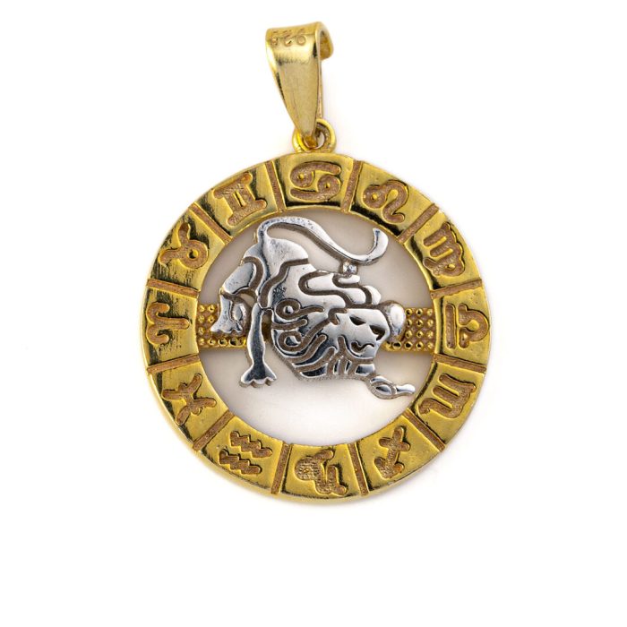 Leo Zodiac Pendant - 925 Sterling Silver Gold Plated - Image 1