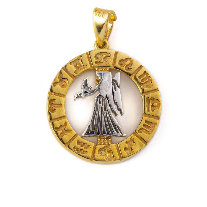Virgo Zodiac Pendant - 925 Sterling Silver Gold Plated - Image 1