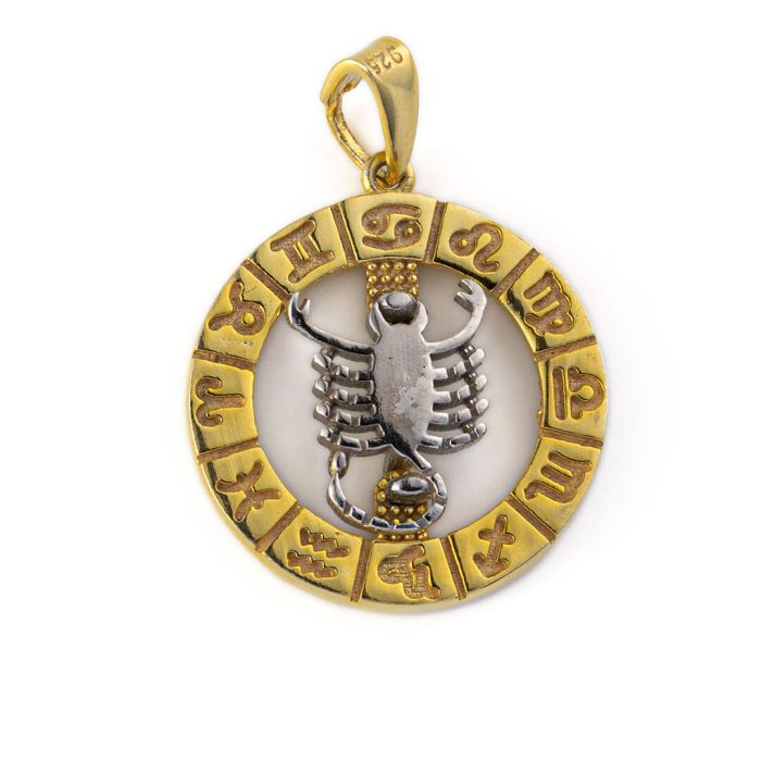 Scorpio Zodiac Pendant - 925 Sterling Silver Gold Plated - Image 1