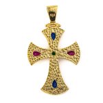 Multicolor Cross Pendant - 925 Sterling Silver and Gold Plated - Image 2