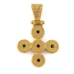 Byzantine Cross with Zircon - 925 Sterling Silver Gold Plated - Image 3