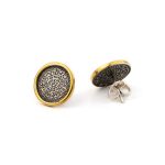 Phaistos Disc Stud Earrings - Sterling Silver and Gold Plated - Image 2