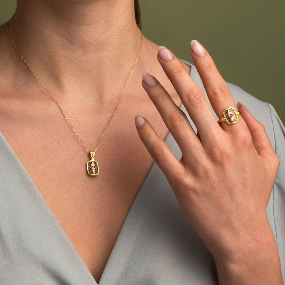 GK-DA-10001015m Byzantine Rectangle Pendant with Zircon - Image 2