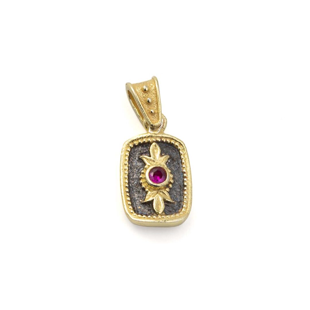 GK-MD-09767010 Byzantine Rectangle Pendant with Zircon