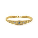 Byzantine Bracelet with Blue Zircon - 925 Sterling Silver and 18K Gold Plating