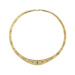 Byzantine Necklace with Blue Zircon - 925 Sterling Silver and 18K Gold Plating