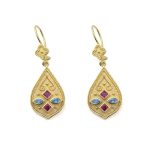 Byzantine Dangle Earrings with Multicolor Zircon Stones